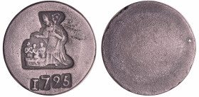France - Mérau en étain daté 1795
Evêque baptisant 3 personnages.
TTB+
--
 Etain ; 32.03 gr ; 42 mm