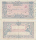 France - 1000 francs "bleu et rose" Type 1889
Trous d'épingles, 2 plis.
TTB
Fayette-F36-42