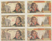 France - 10000 francs et 100 NF francs "Bonaparte", Lot des 3 billets
Billets de 10000 francs, 100 NF surchargé et 100 NF.
TB à TTB
Fayette.F51-F55...