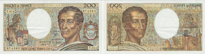 France - Billet de 200 francs Montesquieu 1983 fauté
Les inscriptions : BANQVE ...