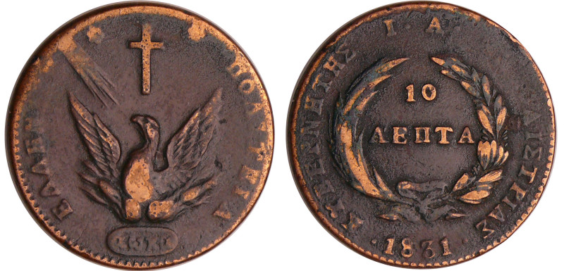 Grèce - 10 lepta 1831
TB
KM#12
 Cu ; 14.38 gr ; 30 mm