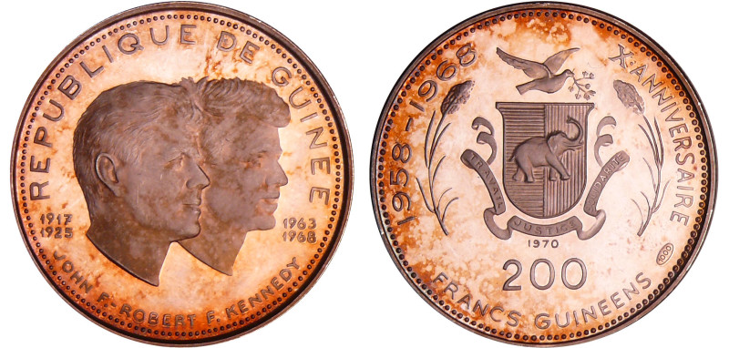 Guinée - 200 Francs 1970 Indépendence - John & Robert Kennedy
PROOF
KM#2
 Ar ...