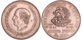 Mexique - Seconde république (1864-) - 5 pesos 1952 (Mexico)
SUP
KM#467
 Ar ; 27.64 gr ; 40 mm