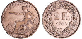 Suisse - 2 francs 1862 B (Bern)
TB
KMZ.2-1201
 Ar ; 9.87 gr ; 27 mm