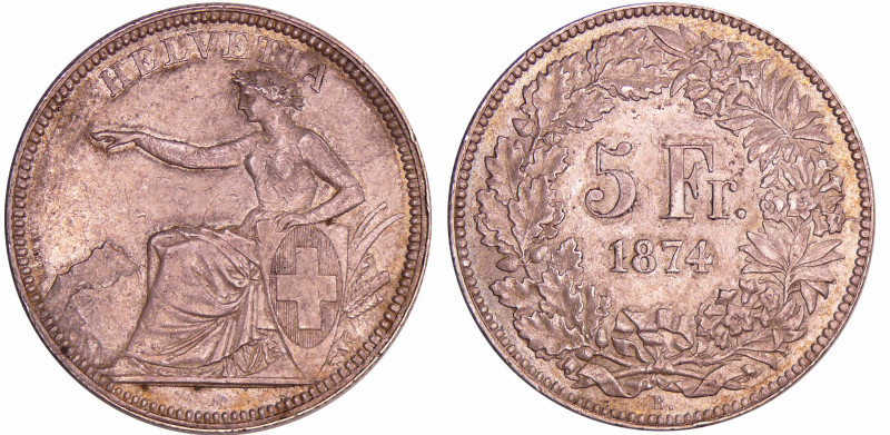 Suisse - 5 francs 1874 B. (Bern)
SUP+
KMZ.2-1197
 Ar ; 34.94 gr ; 37 mm