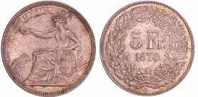 Suisse - 5 francs 1874 B. (Bern)
SUP+
KMZ.2-1197
 Ar ; 34.94 gr ; 37 mm