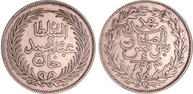 Tunisie - Muhammad al-Sadiq Bey (AH 1276-1299 / 1859-1882) - 4 piastres 1293 (Tunis)
TTB
KM#167
 Ar ; 12.02 gr ; 31 mm