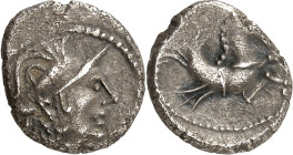 GALLIEN. 
ALLOBROGES (um Vienna / Vienne). 
anonym. "Quinar" 2,30g. Behelmter Kopf n. r. / Hippocamp n. r. DT&nbsp; 3125, LT&nbsp; 2917, Cast.&nbsp;...
