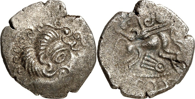 GALLIEN. 
CORIOSOLITES (in Aremorica). 
Bi-Stater 5,06g. Stil. Lockenkopf n.r....