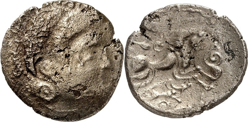 GALLIEN. 
CORIOSOLITES (in Aremorica). 
Bi-Stater 6,23g. Kopf n.r., Haar 3-wel...