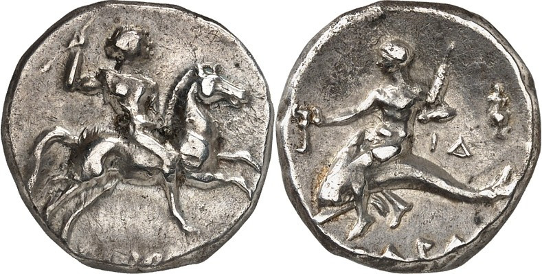 ITALIEN. 
KALABRIEN. 
TARAS (Taranto / Tarent). Stater (380/345 v.Chr.) 6,37g....