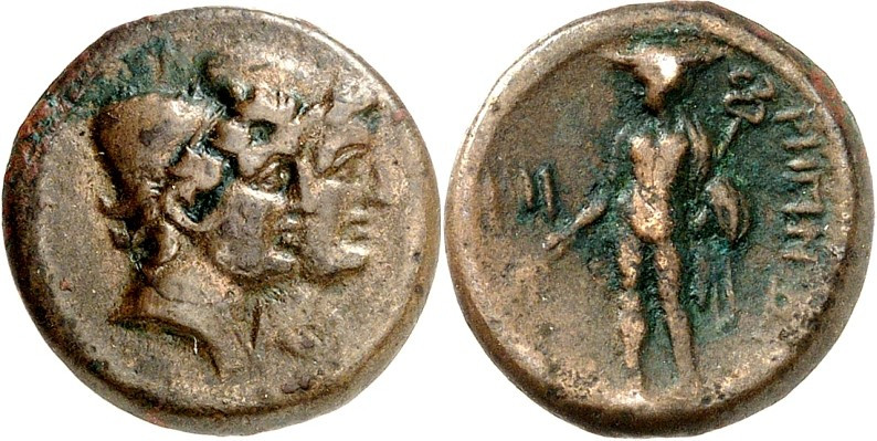 ITALIEN. 
BRUTTION. 
RHEGION (Reggio di Calabria). AE-Trias 16mm (210/200 v.Ch...
