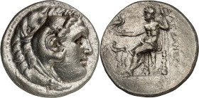MAKEDONIEN. 
KÖNIGREICH. 
Alexander III. der Große 336-323 v. Chr. Tetradrachmon, postum (210/190 v.Chr.) 16,62g, Milet. Kopf des jugendlichen Herak...