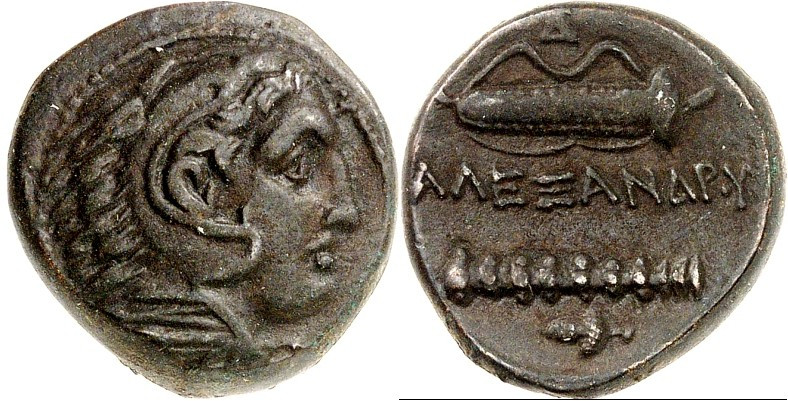 MAKEDONIEN. 
KÖNIGREICH. 
Alexander III. der Große 336-323 v. Chr. AE-Dichalko...
