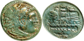 MAKEDONIEN. 
KÖNIGREICH. 
Anonyme Bronze-Prägungen nach 311 v. Chr. AE-20/19mm nach 311 v.Chr. 5,62g. Kopf des Herakles in Löwenfell n.r. / BASILEWS...