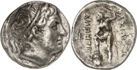 MAKEDONIEN. 
KÖNIGREICH. 
Demetrios Poliorketes 306-287 v. Chr. Tetradrachmon (289/288 v.Chr.) 16,04g, PELLA. Kopf mit Stiergehörn und Diadem n.r. /...