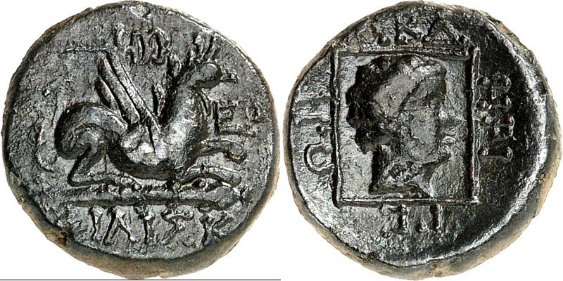 THRAKIEN. 
STÄDTE. 
ABDERA (auf Kap Bulustra). AE-Dichalkon 16mm (345/323 v.Ch...