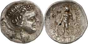 THRAKIEN. 
INSELN VOR THRAKIEN. 
THASOS. Tetradrachmon (100/80 v.Chr.) 16,86g, ME(.). Dionysoskopf n.r. / HPAK LEOUS - QASIWN - SW THPO S Herakles s...