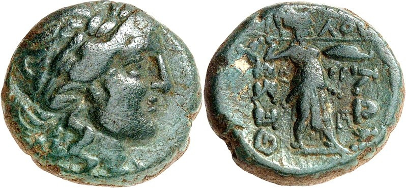 THESSALIEN. 
THESSALISCHE LIGA. AE-Tetrachalkon 18mm (168/44 v. Chr.) 6,55g. Ko...