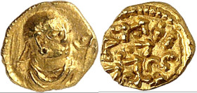 AXUM (Äthiopien). 
Aphilas (bisi Dimele) um 300-325 n.Chr. 1/8&nbsp;Stater 0,27g. Palliumbüste mit Kappe n.r.; r. liegende Mondsichel mit Punkt / A F...