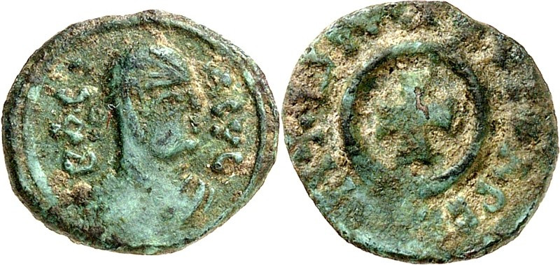 AXUM (Äthiopien). 
Anonym um 400-450 n.Chr. AE-"Obolos" 14/13mm nach 330 n.Chr....