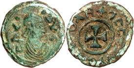 AXUM (Äthiopien). 
Anonym um 400-450 n.Chr. AE-"Obolos" 13mm nach 330 n.Chr. 1,10g. Büste in Ornat mit Kappe n.r. BACI- LEU C / TOUO APECH TH XWPA Ta...