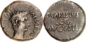 SPANIEN. 
AUGUSTA EMERITA (Merida). 
Augustus 27 v.Chr. / 14 n.Chr. AE-As 27mm (25-23 v. Chr.) 10,79g, Publius CARISIUS, Legatus Augusti pro praetor...