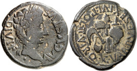 SPANIEN. 
CARTHAGO NOVA. 
Augustus (27 v.Chr.-14 n.Chr.). AE-As 11,8g. Belorbeerter Kopf n. r. AVGVSTVS DIVI F / C VAR RVF SEX IVL POL II VIR Q um P...