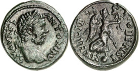 MAKEDONIEN. 
STOBI, Municipium (Veles). 
Caracalla 198-217. AE-As 24mm 7,97g. Kopf m. Lorbeerkranz n.r. M AVREL - ANTONINVS / MVNICIP - STOBENSI Vic...