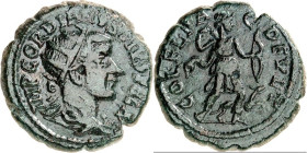 THRAKIEN. 
DEULTUM, Colonia (Debelt). 
Gordianus III. 238-244. AE-Dupondius 23mm 7,86g. Büste mit Panzer, Paludamentum und Strahlenkrone n.r. IMP GO...