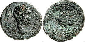 THRAKIEN. 
PHILIPPOPOLIS (Plovdiv). 
Septimius Severus 193-211. AE-Assarion 18/20mm 3,42g. Kopf mit Lorbeerkranz n.r. AY K L - CCEY HPOC P / FILIPPO...