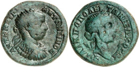 THRAKIEN. 
PHILIPPOPOLIS (Plovdiv). 
Elagabalus 218-222. AE-Tetrassarion 26mm 12,79g. Drapiertes gepanzertes Brustbild mit Strahlenkrone n.r. AVT K ...