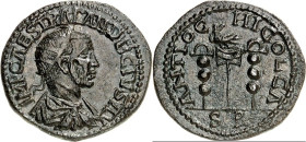 PISIDIEN. 
ANTIOCHIA (bei Yalvac). 
Traianus II. Decius 249-251. AE-Dupondius 26/25mm 8,57g. Paludamentbüste m. Strkr. n.r. IMP CAES TRAIAN DECIVS A...