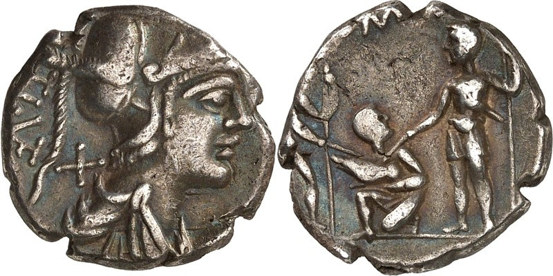 RÖMISCHE REPUBLIK : Silbermünzen. 
Titus Veturius 137 v. Chr. Denar 3,91g. Mars...
