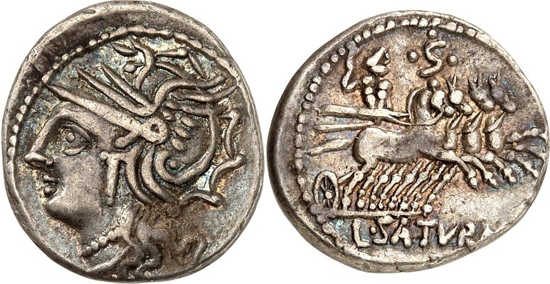 RÖMISCHE REPUBLIK : Silbermünzen. 
Lucius Appuleius Saturninus 104 v. Chr. Dena...