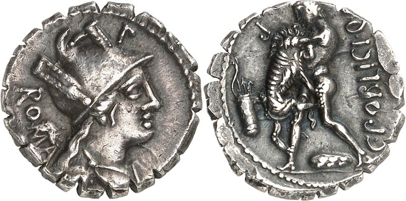 RÖMISCHE REPUBLIK : Silbermünzen. 
Gaius Poblicius Quinti filius 80 v. Chr. Den...