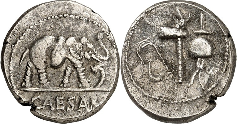 IMPERATORISCHE PRÄGUNGEN.
GAIUS IULIUS CAESAR 100-44 v. Chr. Denar (49/48 v.Chr...
