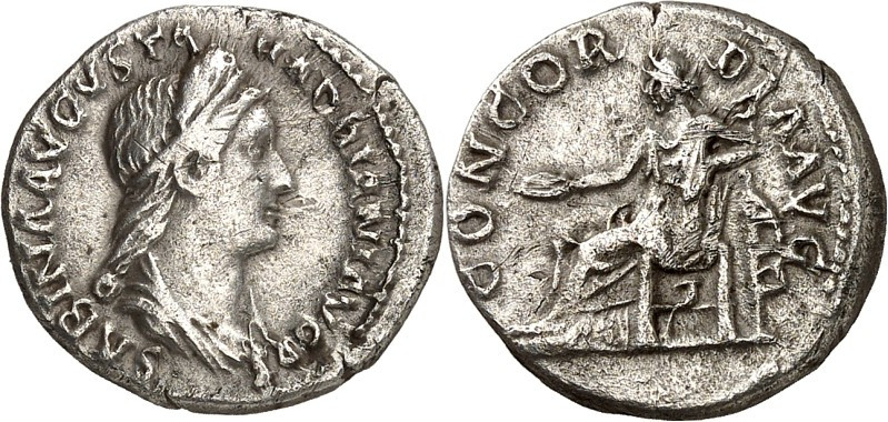 RÖMISCHES KAISERREICH. 
Sabina, Gemahlin des Hadrianus +136/137. Denar 3,04g. B...