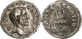 RÖMISCHES KAISERREICH. 
Divus Pius z.Z. Marcus Aurelius 161. Denar 3,06g. Büste mit Paludamentum n.r. DIVVS ANTONINVS / CONSECRATIO 4-stufiger Rogus ...