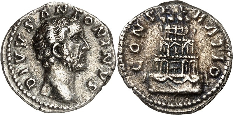 RÖMISCHES KAISERREICH. 
Divus Pius z.Z. Marcus Aurelius 161. Denar 2,74g. Kopf ...