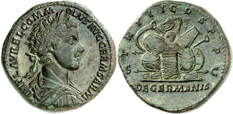 RÖMISCHES KAISERREICH. 
COMMODUS, Augustus 177-192. AE-Sesterz (177) 23,49g. Pa...