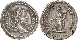 RÖMISCHES KAISERREICH. 
SEPTIMIUS SEVERUS 193-211. Denar (206) 3,59g. Kopf mit Lorbeerkranz n.r. SEVERVS - PIVS AVG / P M TR P XIIII COS III P P Anno...