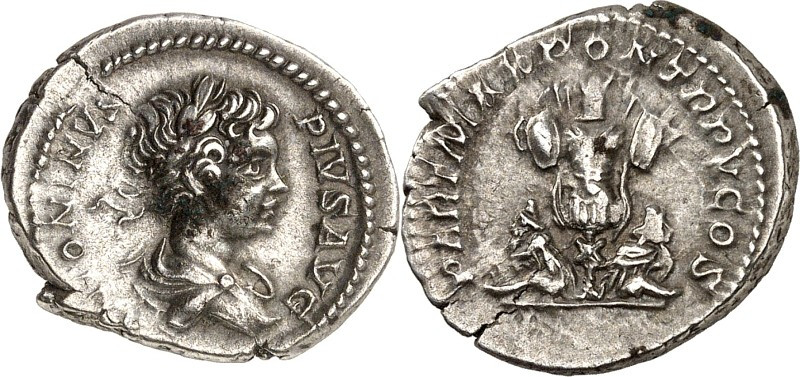 RÖMISCHES KAISERREICH. 
CARACALLA, Augustus 198-217. Denar (202) 3,30g. Büste m...