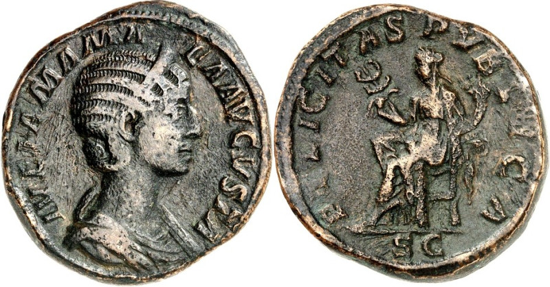 RÖMISCHES KAISERREICH. 
Iulia Mamaea, Mutter des Sev. Alexander 222-235. AE-Ses...