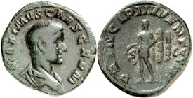 RÖMISCHES KAISERREICH. 
Maximus Caesar 235-238. AE-Sesterz (236/238) 22,79g. Palliumbüste n.r. MAXIMVS CAES GERM&nbsp;/ PRINCIPI IVVENTVTIS&nbsp;- S&...