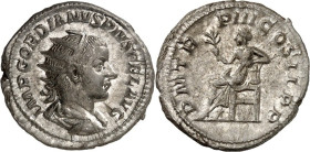RÖMISCHES KAISERREICH. 
GORDIANUS III. Augustus 238-244. Antoninian (241) 5,18g. Paludamentbüste m. Strahlenkrone n.r. IMP GORDIANVS PIVS FEL AVG / P...