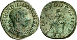 RÖMISCHES KAISERREICH. 
GORDIANUS III. Augustus 238-244. AE-Sesterz (241) 19,04g. Paludamentbüste m. Lkr. n.r. IMP GORDIANVS PIVS FEL AVG / P M TR P ...