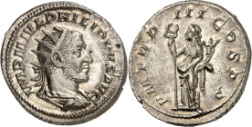 RÖMISCHES KAISERREICH. 
PHILIPPUS I. Arabs 244-249. Antoninian (246) 4,99g. Paludamentbüste m. Strkr. n.r. IMP M IVL PHILIPPVS AVG / P M TR P III COS...