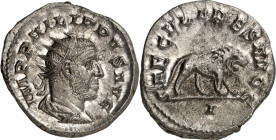 RÖMISCHES KAISERREICH. 
PHILIPPUS I. Arabs 244-249. Antoninian (248) 4,22g, 1. Off. Paludamentbüste m. Strkr. n.r. IMP PHILIPPVS AVG / SAECVLARES AVG...