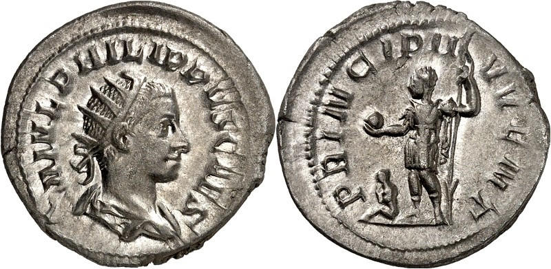 RÖMISCHES KAISERREICH. 
Philippus II., Caesar 244-247. Antoninian (245/247) 3,8...